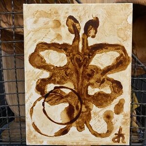 Original Abstract Art Coffee Painting, Unique Coffee Decor - New